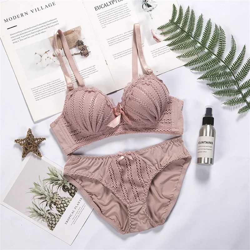 Wireless Bra Set Japanese Fashion Underwear Lace Push Up Bra Sets Pure Desire Soft Brassiere Cute Sweet Girls Lingerie Sets Z260402