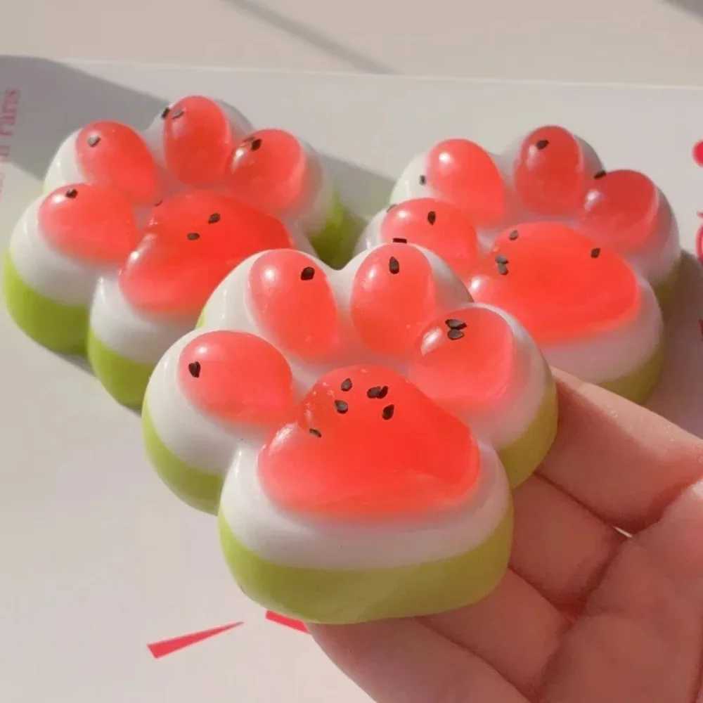 Summer Limited Edition Watermelon Cat Paw Antistress Foot Squishy Toy Cute Mochi Squeeze Fidget Stress Reliever Toy H260402