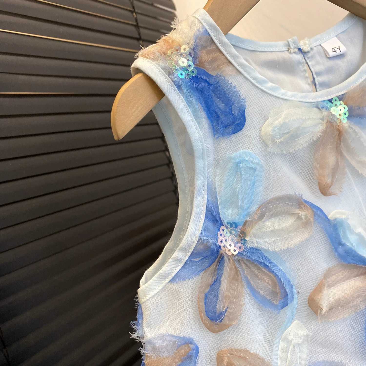 Humor Bear Girls Princess Dresses Summer Childrens Clothing Flower-sequined Fishtail Sleeveless Dress Costume Vestidos H260402