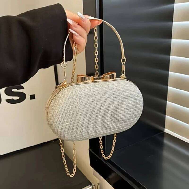 Luxury Sequined Hand-held Dinner Elegant Style High-end Chain Single-shoulder Crossbody Bag, Handbag for Wedding Party