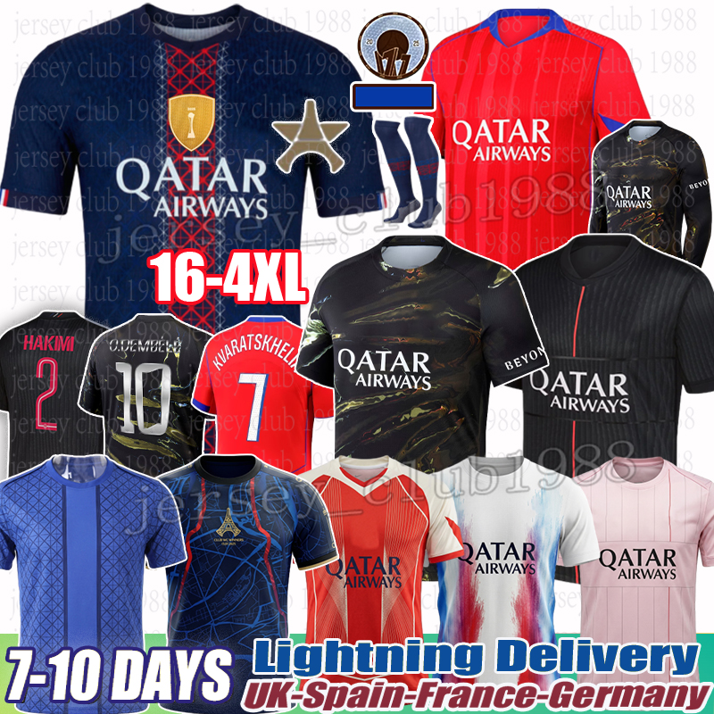 paris jersey 25 26 O.Dembele psg jersey Kvaratskhelia JOAO NEVES D.DOUE soccer jersey HAKIMI maillot de football BARCOLA N.MENDES PACHO Kits paris st germain jersey 4XL