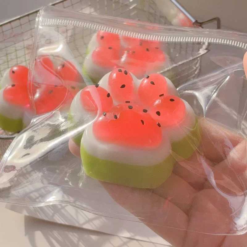 Cute Summer Limited Watermelon Cats Paw Antistress Foot Squishy ToyFidget Toy Mochi Squishy Stress Reliever Squeeze Toys H260402