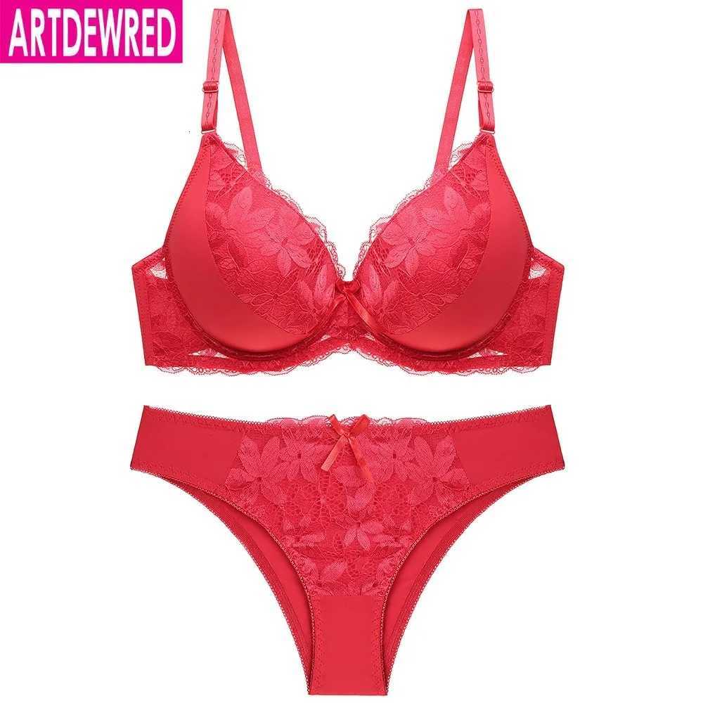 Women Lace Big Size Bra Set Plus Size Push Up Underwear Set 7 Color Push Up Bra Brief Set C D Cup Brassiere Panty Set Z260402