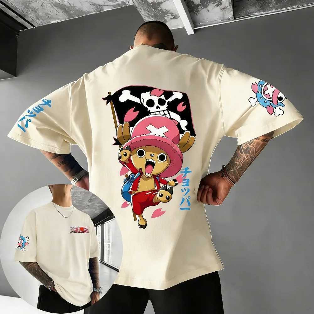 Unisex Cotton T-shirt ONE PIECE Tony Chopper 2026 Summer Harajuku Anime Printed Large Loose Parent Child Short Sleeve C260402