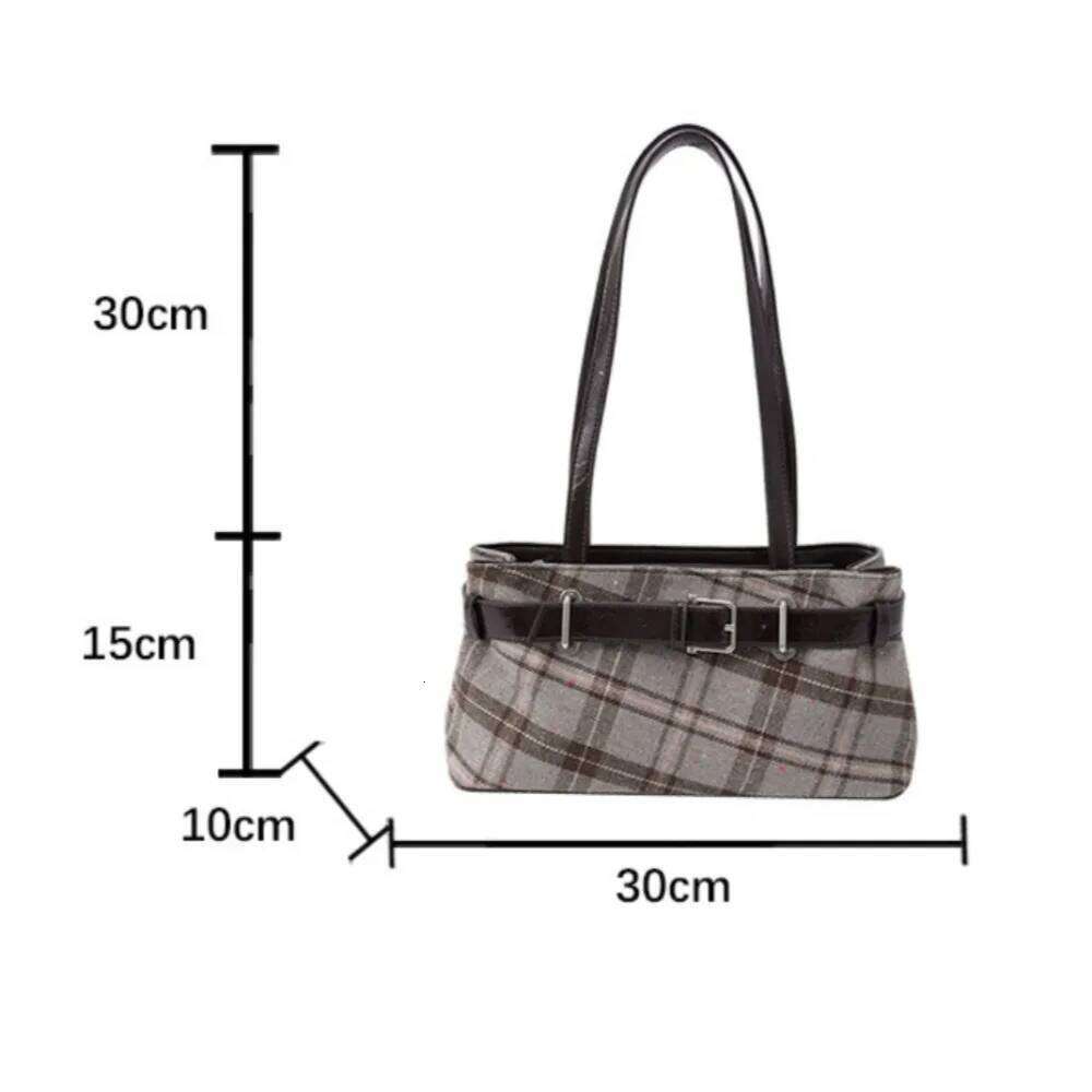 Retro Plaid Women's Shoulder 2026 New Fashionable Textured Tote Bag Versatile Work and Commuting Handbags for Women