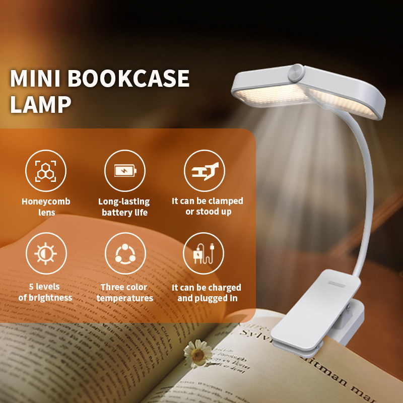 Clip bookmark light book clip light eye protection soft light reading light tri color temperature setting creative book light