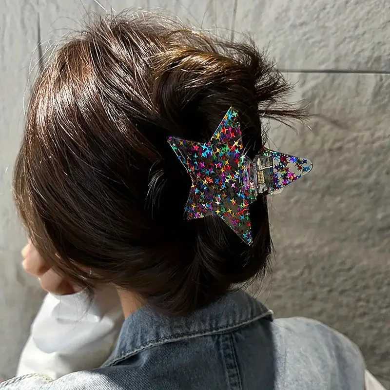 1 Pcs Womens Hair Clips Shiny Sequins Sparkling Stars Sweet Candy Colored Hair Grab Fashionable Versatile Hair Accessories Girl H260402
