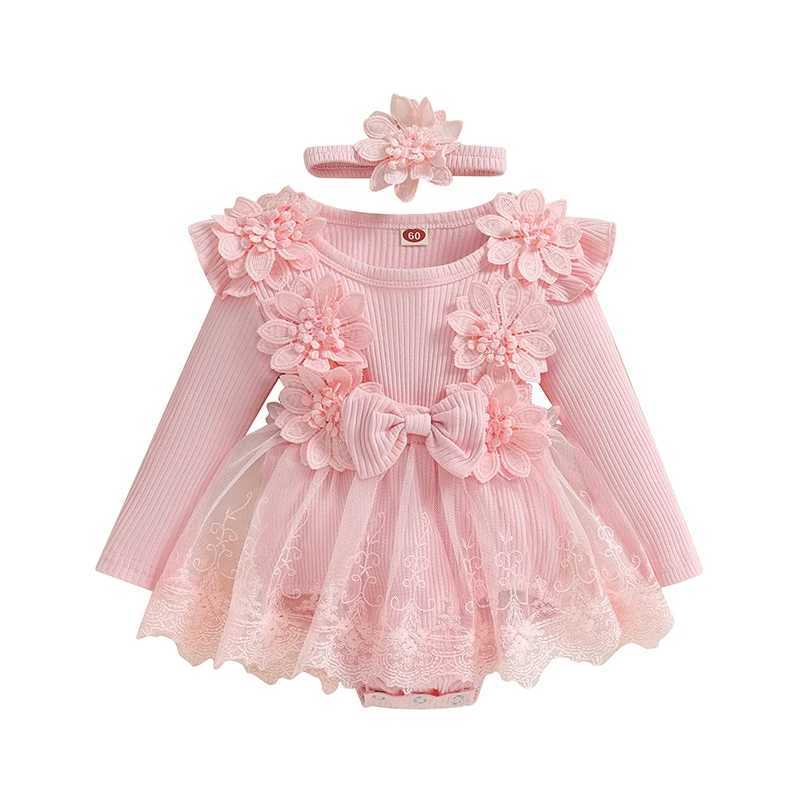 Little Princess Birthday Party Dress Embroidery Flower Lace Tutu Romper Dress Infant Baby Girl Clothes Outfits H260402