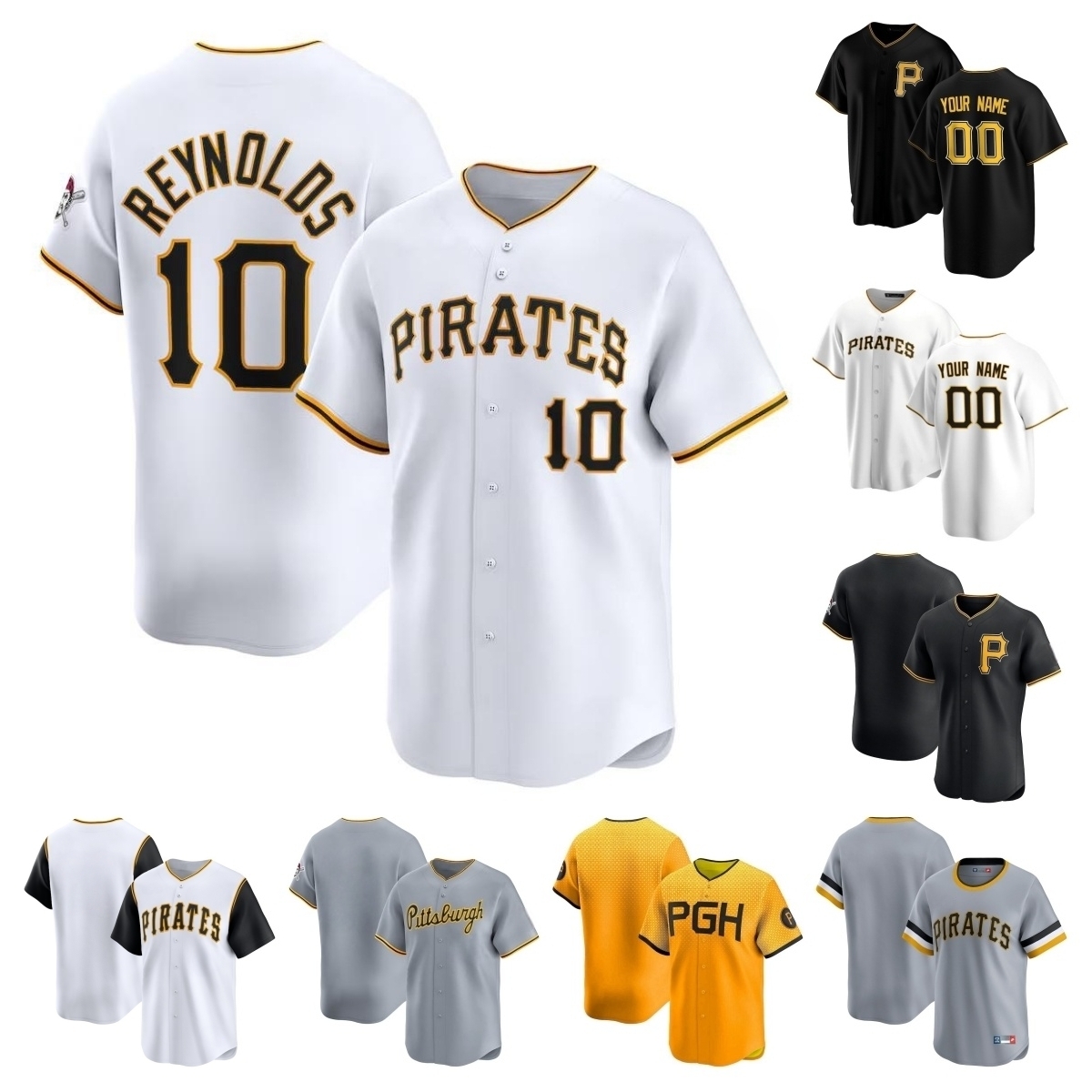 Bryan Reynolds Pirates Baseball Jersey Nick Gonzales Oneil Cruz Marcell Ozuna Jared Triolo Ryan O'Hearn Brandon Lowe Jake Mangum Spencer Horwitz Men Women Youth