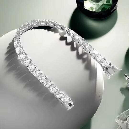 Fine High-end 65mm5A Zircon Bracelet 925 Silver Hip-hop Tennis Chain Fashion Ins Design Full Diamond Bracelet