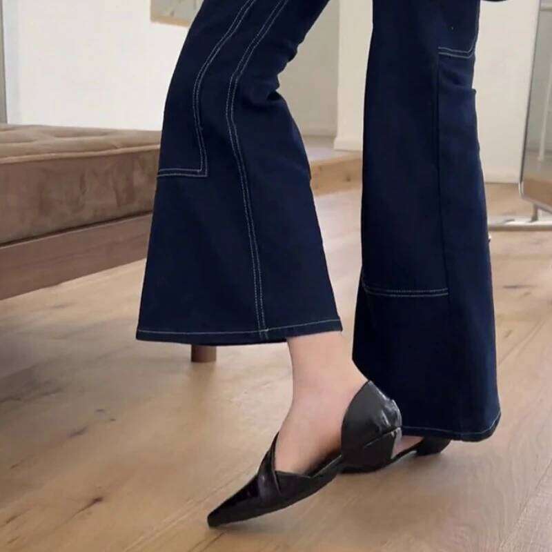 Designer Summer Thick Heel Women Sandals Sexy Pointed Toes Soft Sole Shoes Elegant Party Dress Female Commuter Sandalias