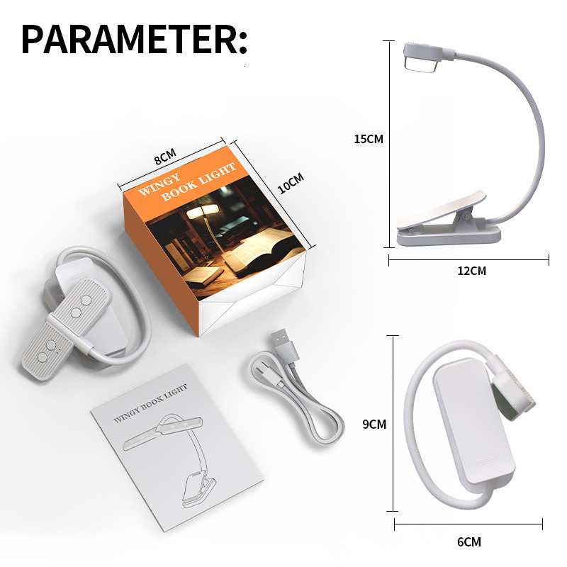 Clip bookmark light book clip light eye protection soft light reading light tri color temperature setting creative book light