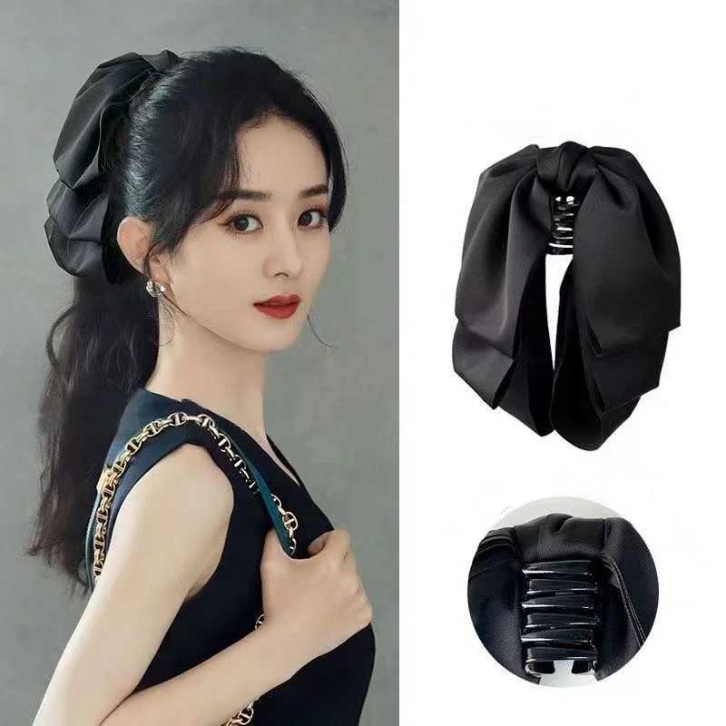 Hot Korean Big Size Bow Hair Clip Claw Clamp Women High Ponytail Barrettes Headwear Girls Women Hair Accessories H260402