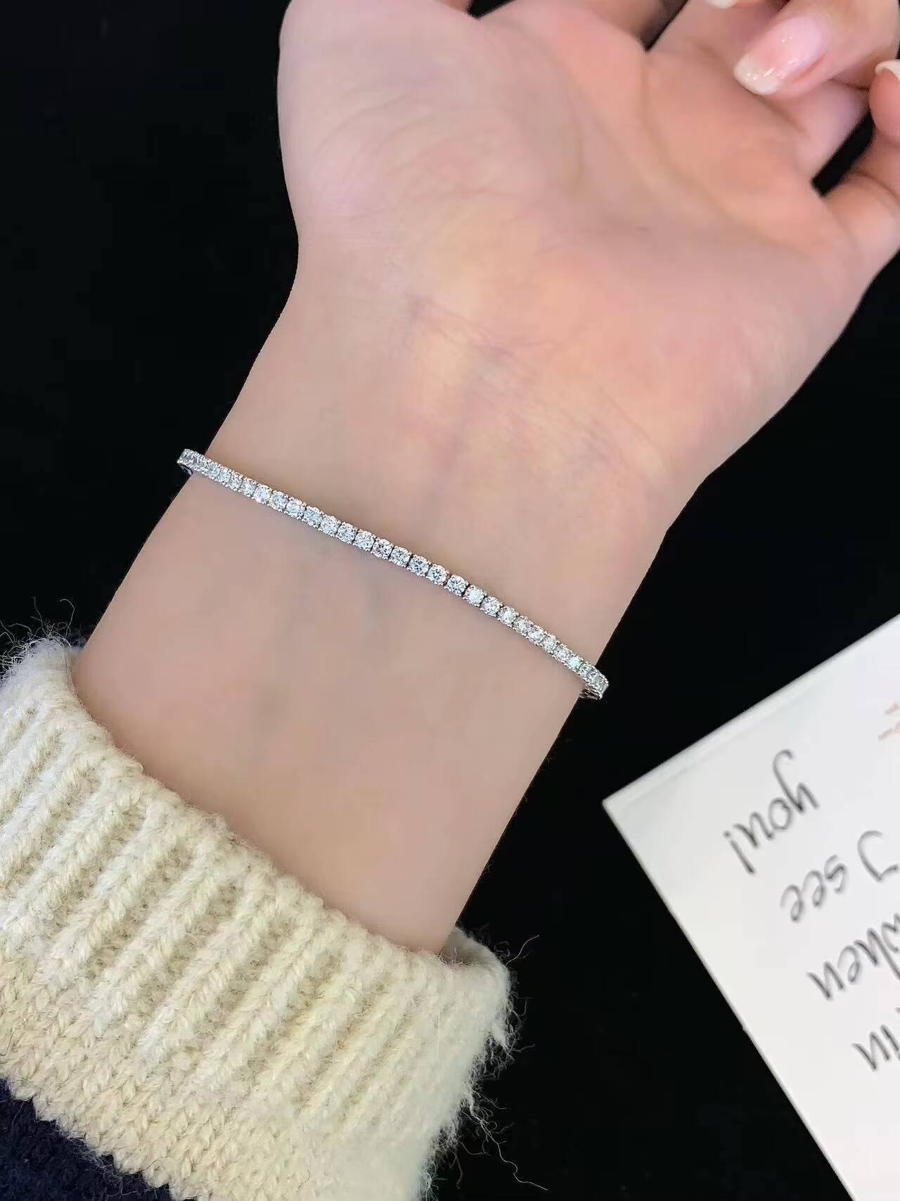 Unisex Fashion Lab-Grown CVD HPHT IGI Certified Brilliant Cut Laser Drilled Diamond Tennis Style 14K 18K Gold Bracelet