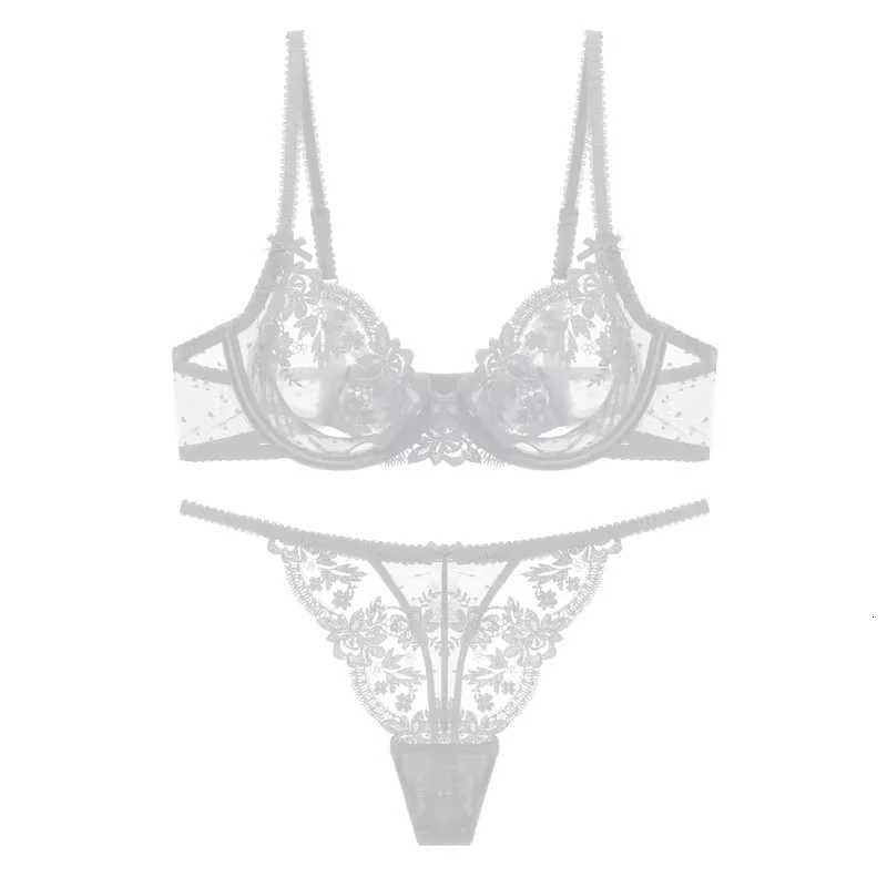 French Lace Bra Panty Set w/Steel Rings Ultra-Thin Push-Up Bralette Small Bust Sheer White Lingerie Pure Seductive Style Z260402