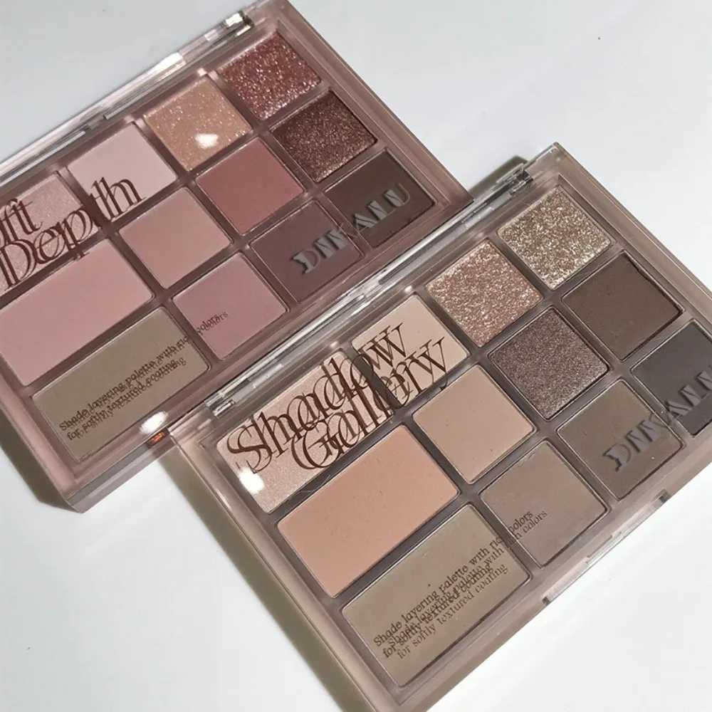12Color Pink Brown Eye Shadow Tray Pearl Glitter Earth Matte Chocolate Eyeshadow Palette Korea Low Saturation Eye Pigment Makeup H260402