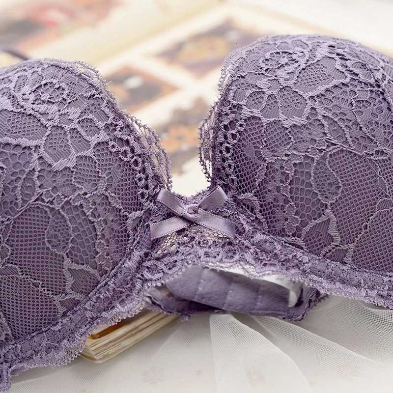 Europe Women Underwear Set Lace Embroidery Push Up Bra Set Romantic Purple Brassiere Fashion Panties Set Plus Size Lingerie Z260402