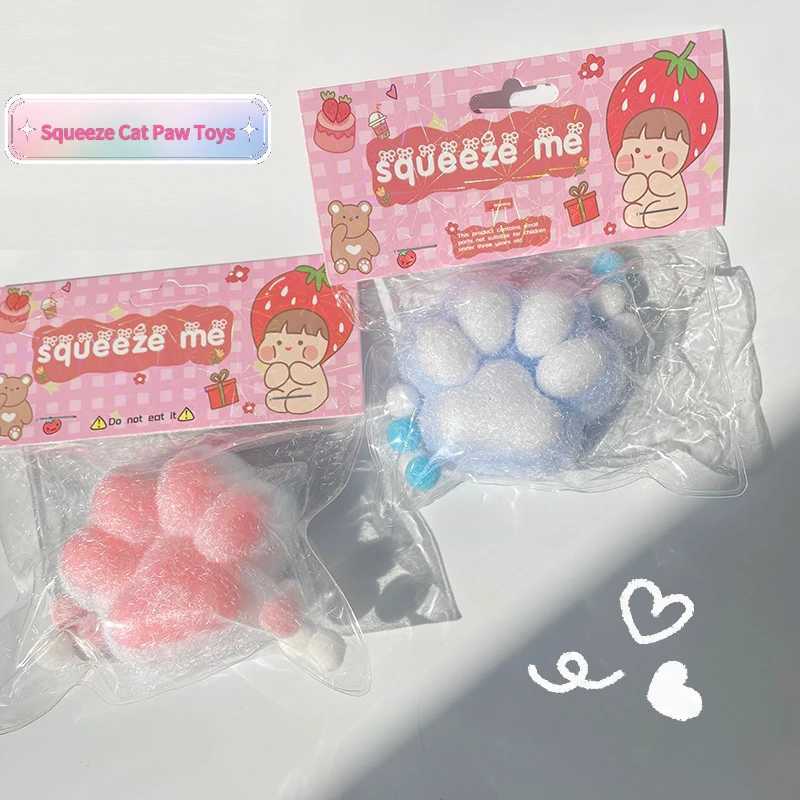 Squeeze Cat Paw Toys Cute Soft Abreact Relief Relax Toys Sticky Decompressing Pinching Cat Paw Stress Relief Squishy Toy Gift H260402