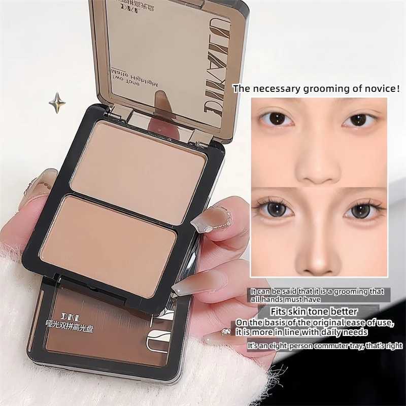 DIKALU Two-Tone High Light Contorting Plate Matte Water Powder To Lighten The Eyes Head and Nose Shadow Anti-perspiration Doub H260402