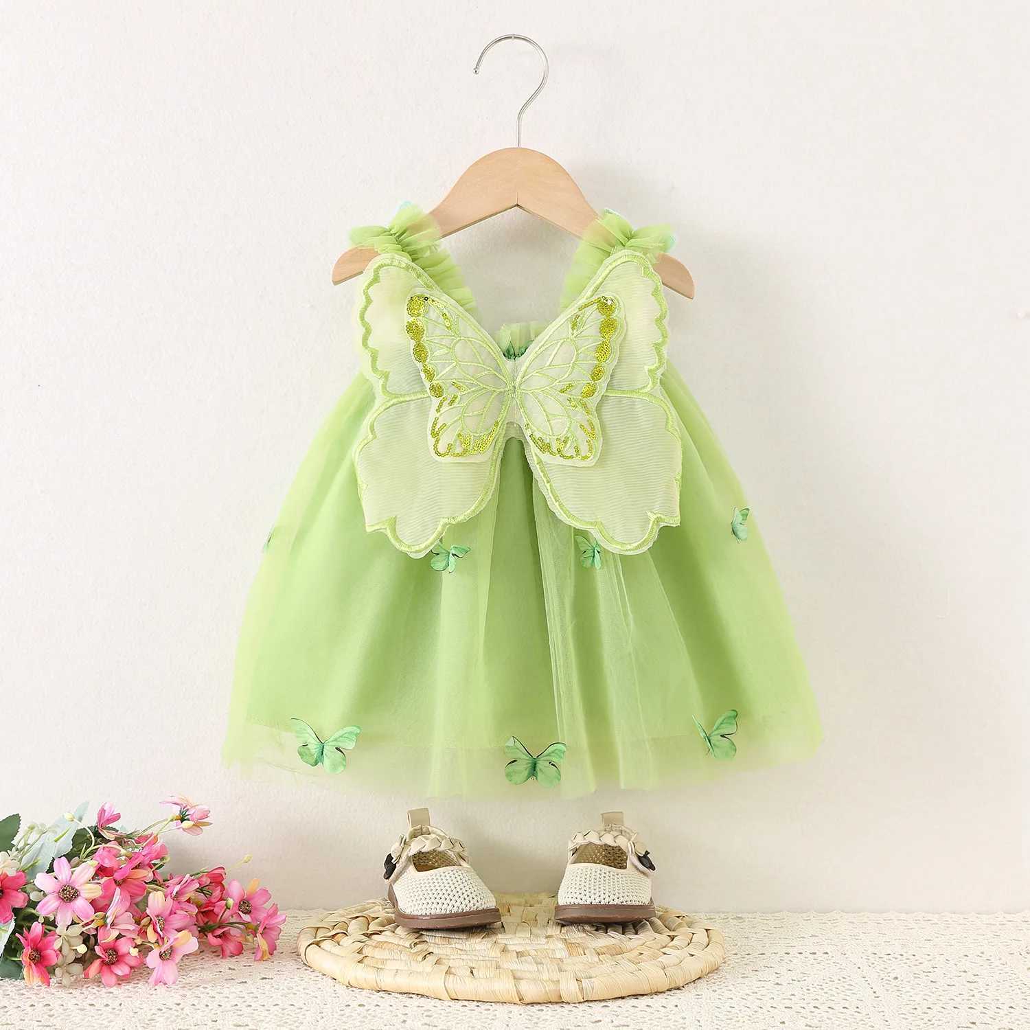 Baby Girl Dresses Summer Butterfly Mesh Sling Girls Dresses Cute Back Wing Girls Princess Dresses Baby Girl Clothes H260402