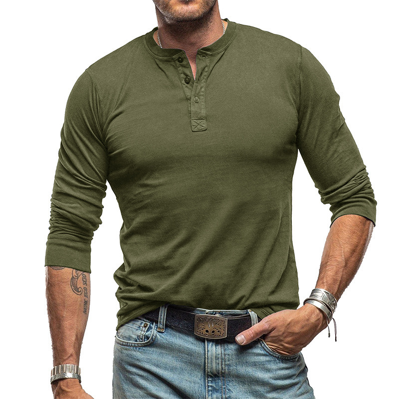 Mens Henley Tshirts Long Sleeve Basic Casual Band Collar T Shirts Comfortable Soft Pullover Tops Male Tee 251008