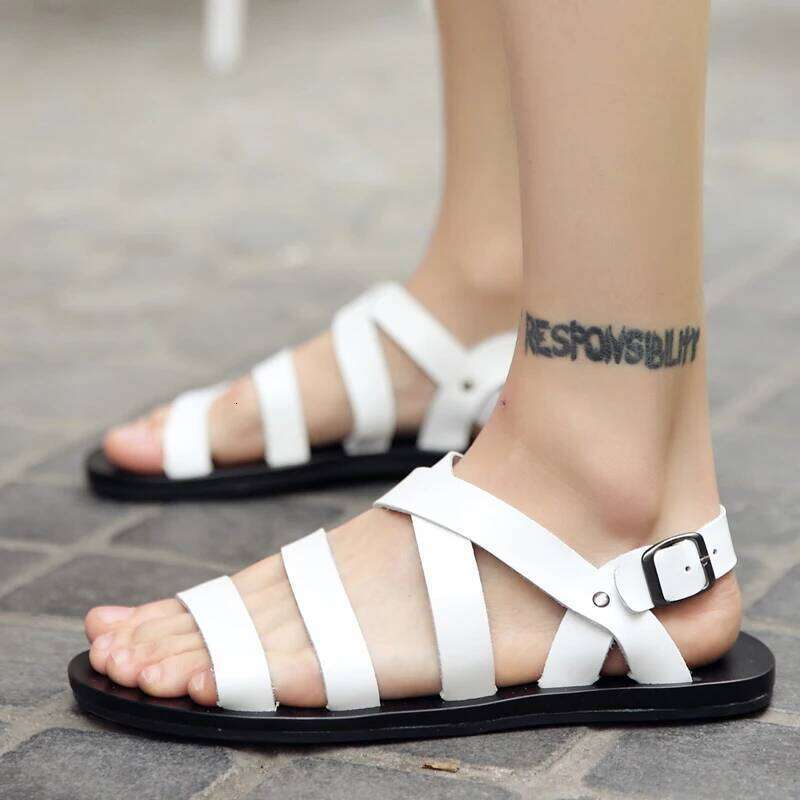 Summer Men Rome Genuine Leather Roman Sandals Gladiator 2024 Sandalias Romanas Hombre Flat Sandles Dropshipping