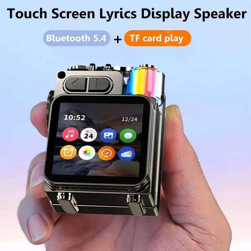 Smart Touch Screen Bluetooth Speaker Mini Portable Audio Player Wireless Handsfree Call Mp3 Music Box Support TF Play APP Contro