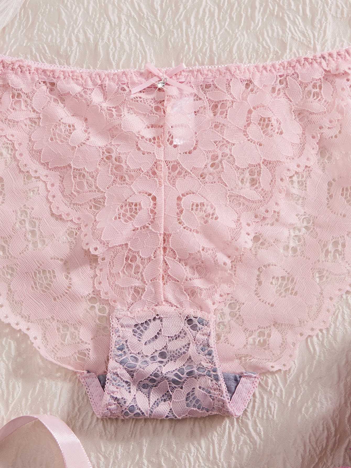 6-Piece Set Womens Bra and Panties Set Patterned Lace Patchwork No Lining Comfortable Fitting Womens Push up Bra Womens Underwear Set Z260402