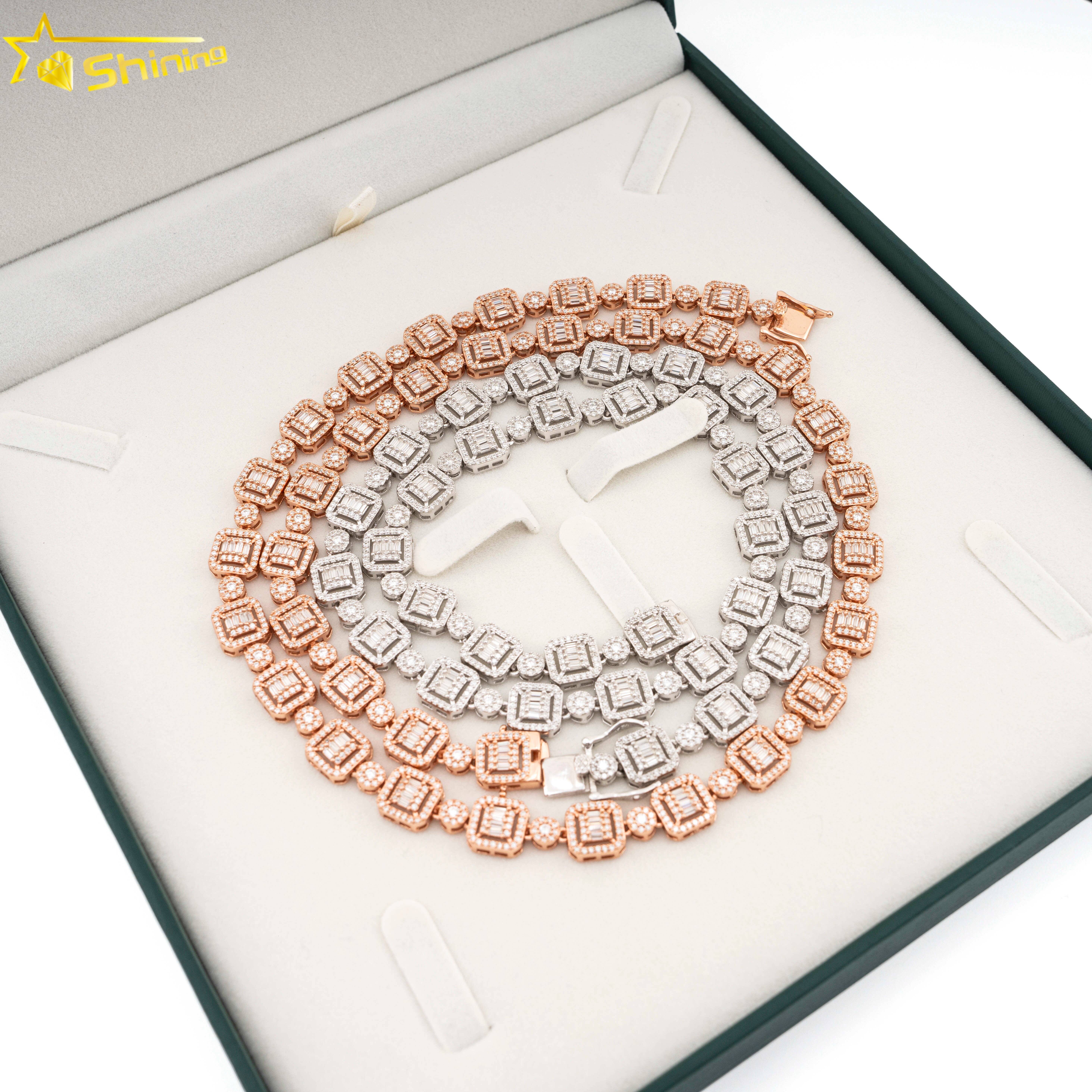 New Arrivals Hip Hop Iced Out Emerald Cut Moissanite Cuban Necklace for Women Men