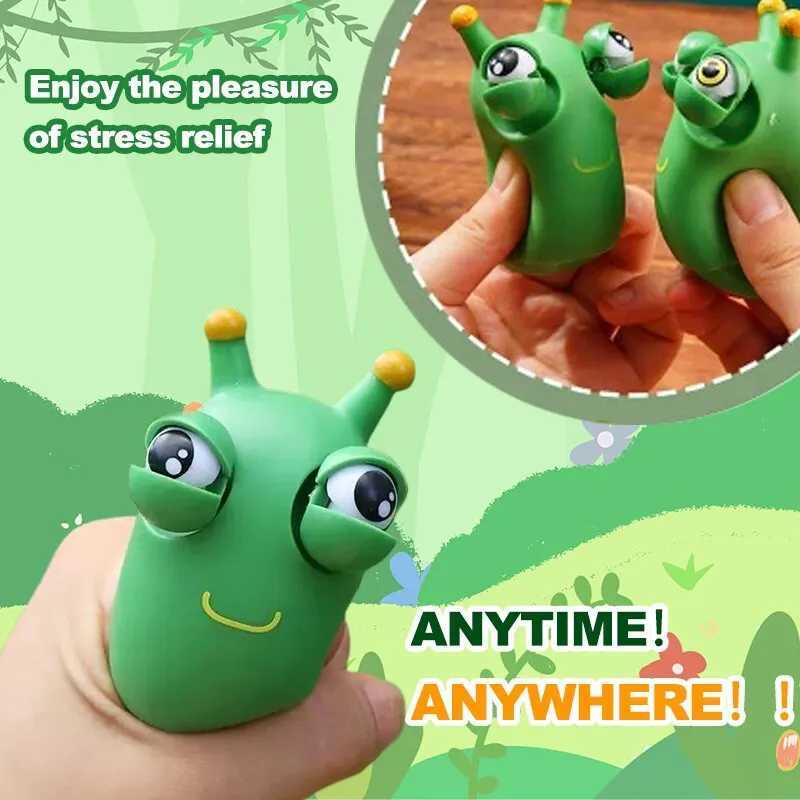1/3 PCS Novelty Green Worm Squeeze Toys Eye Fidget Sensory Stress Relief Toys for Kids Adults Birthday Gifts H260402