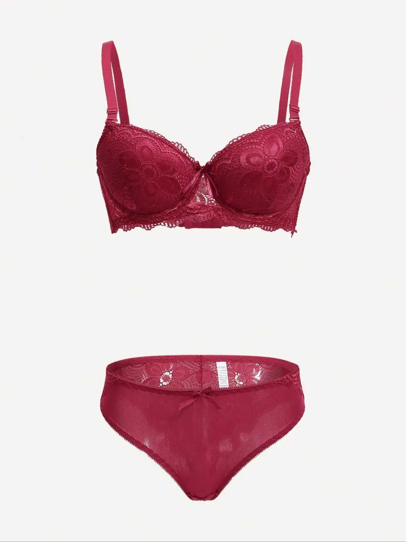 Viomisha Lingerie Set Lady Push Up Bras Set Transparent Floral Underwire Intimate Pretty Lace Underwear Panty Set Z260402