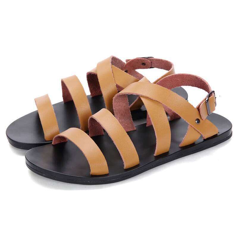 Summer Men Rome Genuine Leather Roman Sandals Gladiator 2024 Sandalias Romanas Hombre Flat Sandles Dropshipping