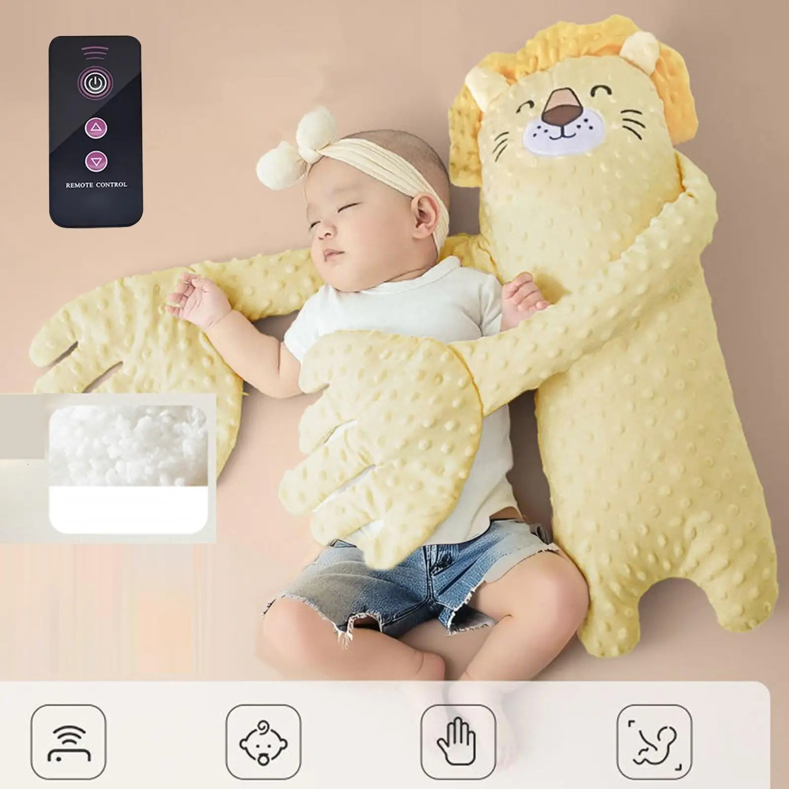 Baby Patting Pillow for Sleep Pat Pillow Startle Prevention Toddler Toys with Remote Control Animal Shape Baby Sleep Patter 260402