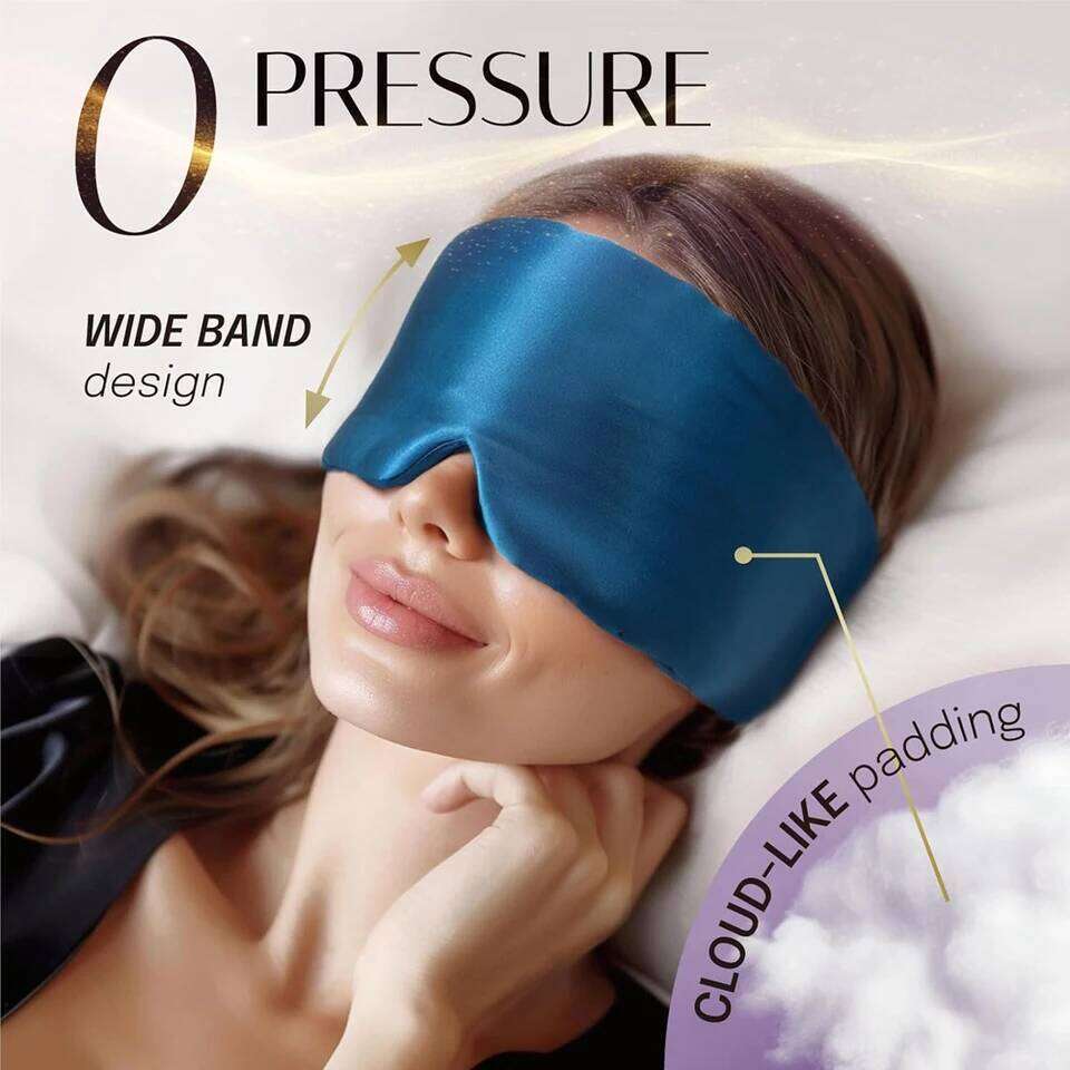 Sleep Soft Pressureless Sleeping Mask 100% Mulberry Silk for Eye Skin Anti Wrinkles,Adjustable Wide Velcro Ear Cover 26W0402