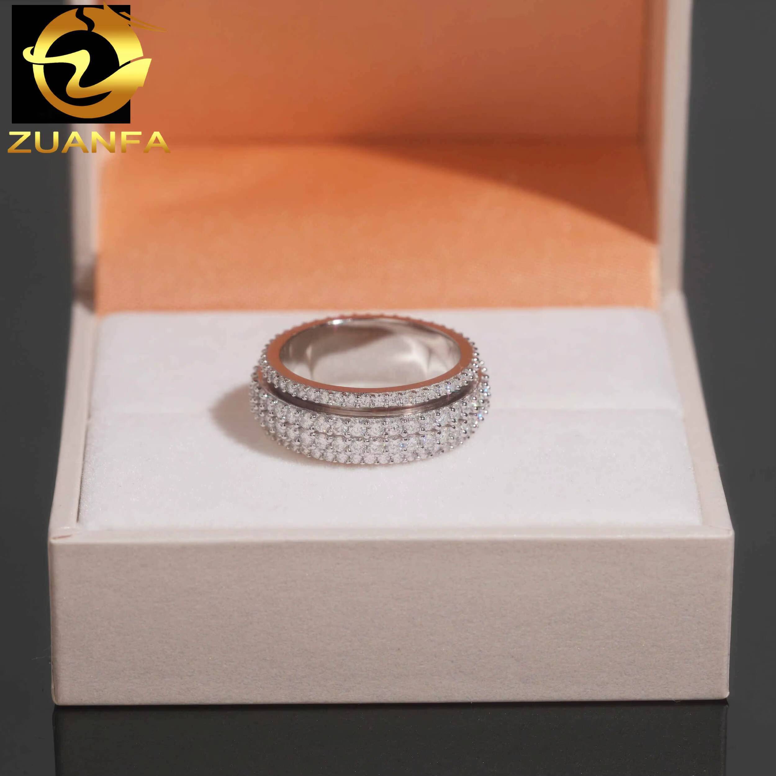 Custom Pass Diamond Tester Sterling Silver 925 Iced Out Hip Hop Mens VVS Moissanite Diamond Ring for Men