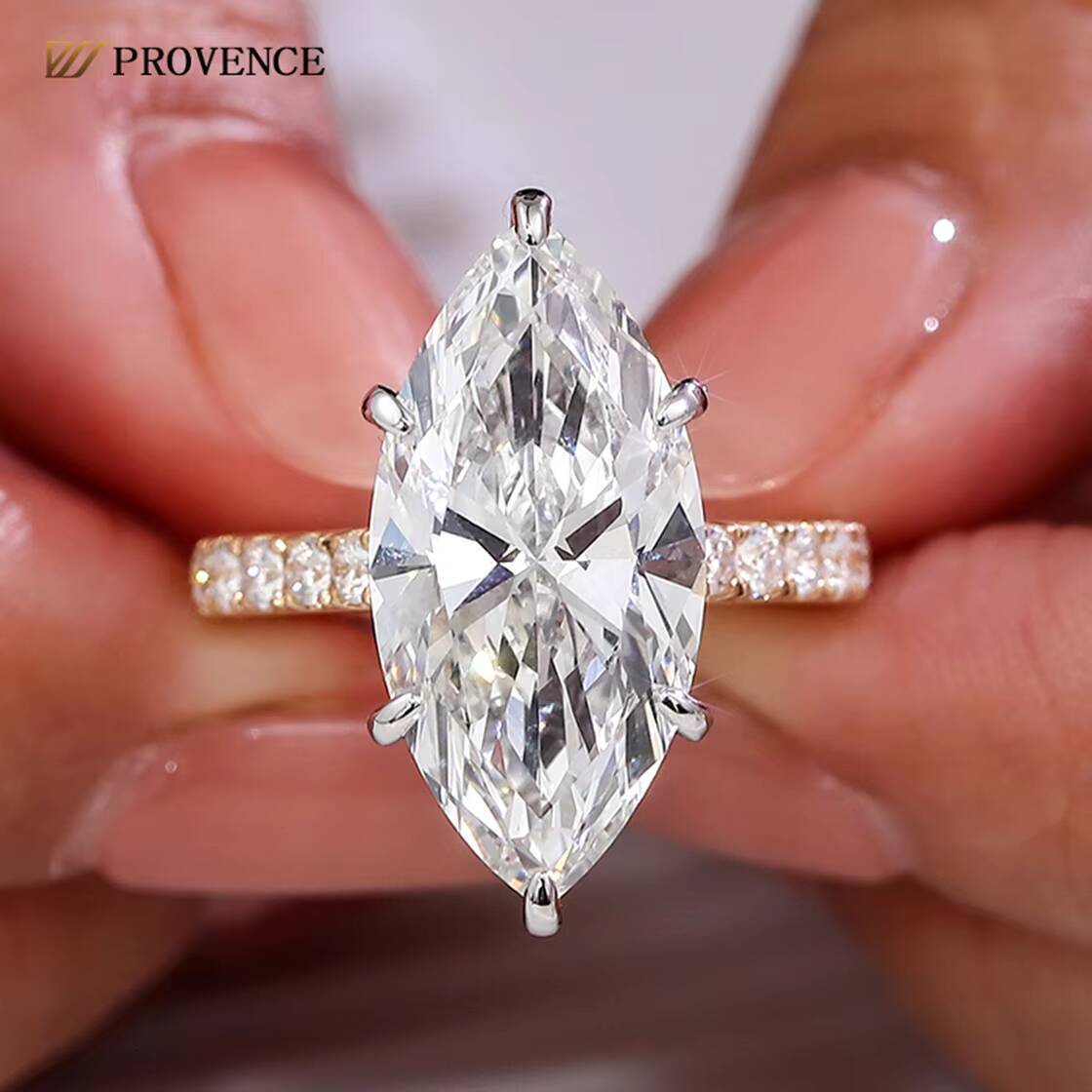 High Jewelry 18K 14K Solid Yellow Gold Marquise Cut IGI Certified Lab Diamond Engagement Rings for Women Valentines Day Gift