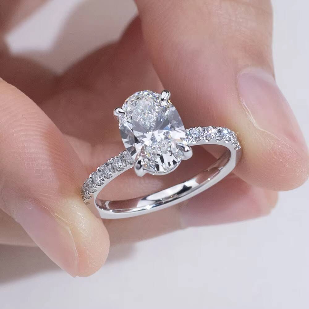 For Jewelry MSR-2050 18K Solid Gold Synthetic Lab Grown Oval Cut Diamond IGI Certified Luxury Ring for Women
