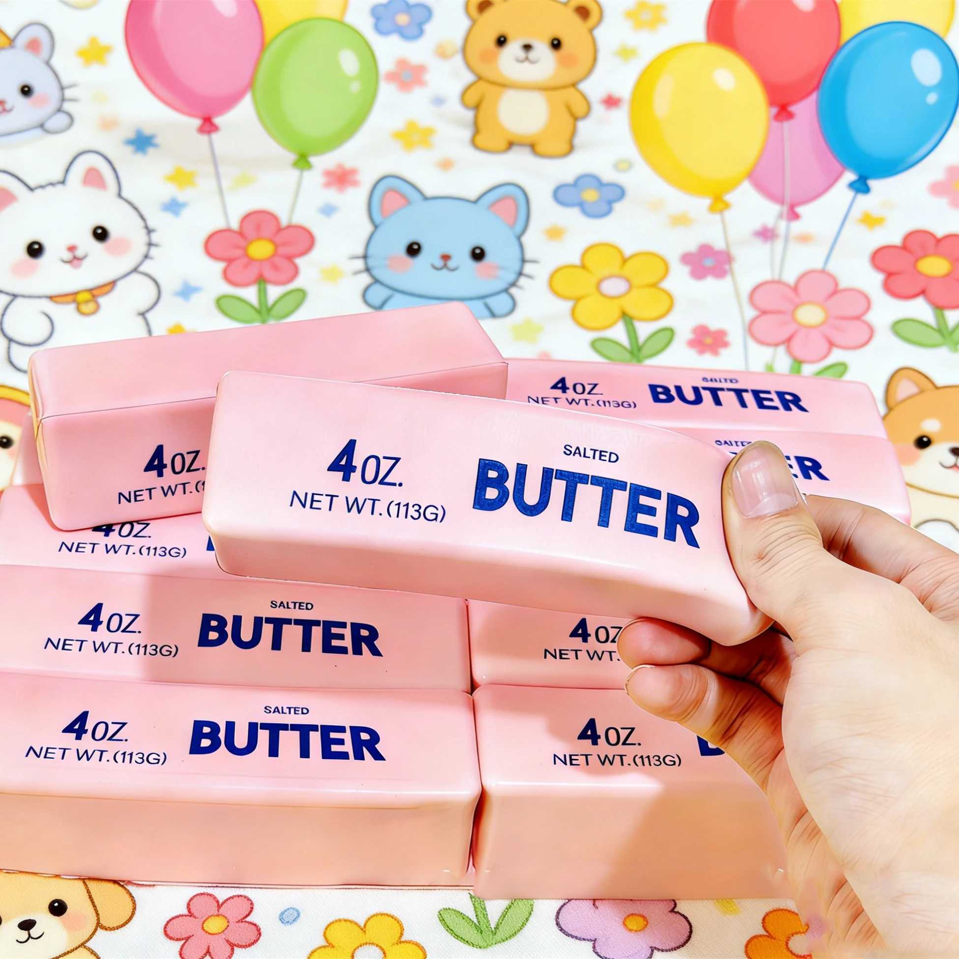 2026 New Hot Soft Slow Rebound Pink Butter Stick Squeezing Toy Realistic Butter Sticks Decompression Fidget Toys Gift H260402