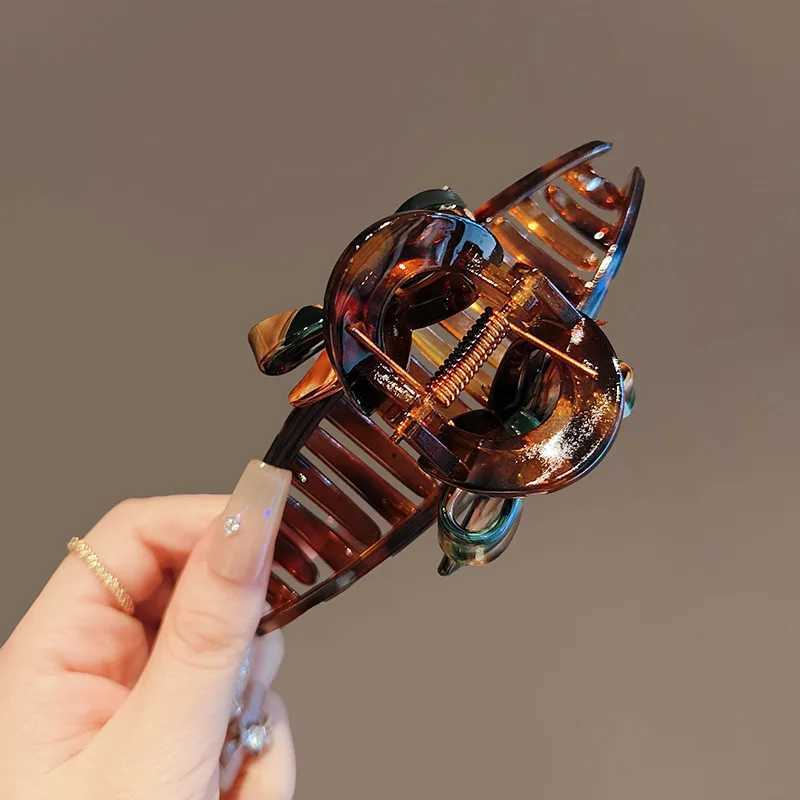 1/2pcs Enamel oil painting bow shark clip temperament high-end back of the head disc hair clip acrylic clip H260402