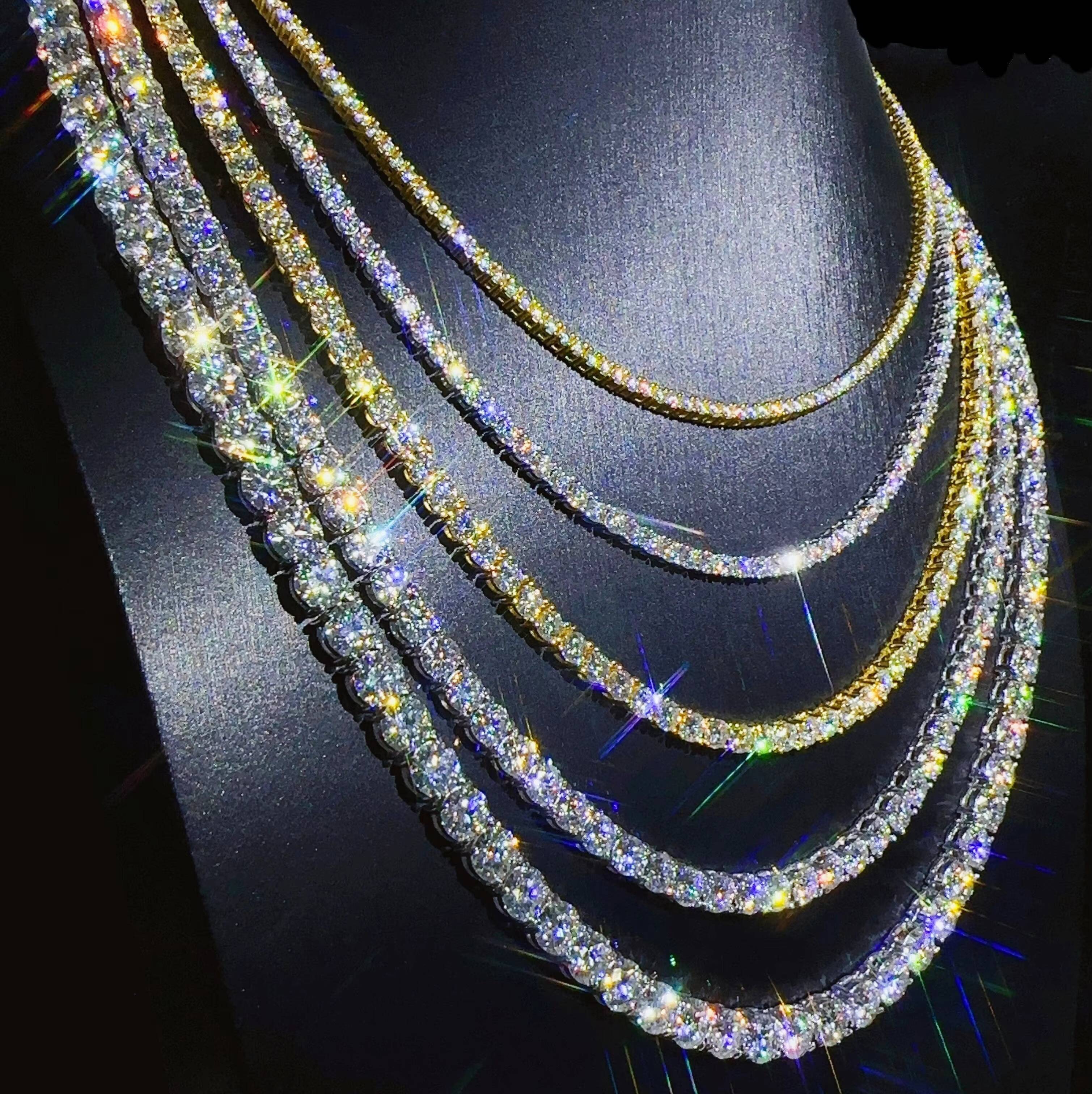 Hip Hop Jewelry Full Size Silver 925 Vvs Moissanite Tennis Chain Womenmens Necklace Pass Diamond Tester Chain in Stock