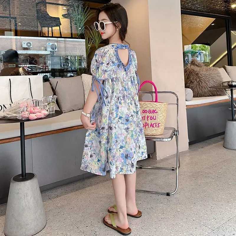 2026 Girls Dress Summer Loose Floral Pattern Beach Dress For Girl Bohemia Princess Children Dresses Vestido Teenage 3-14 Years H260402
