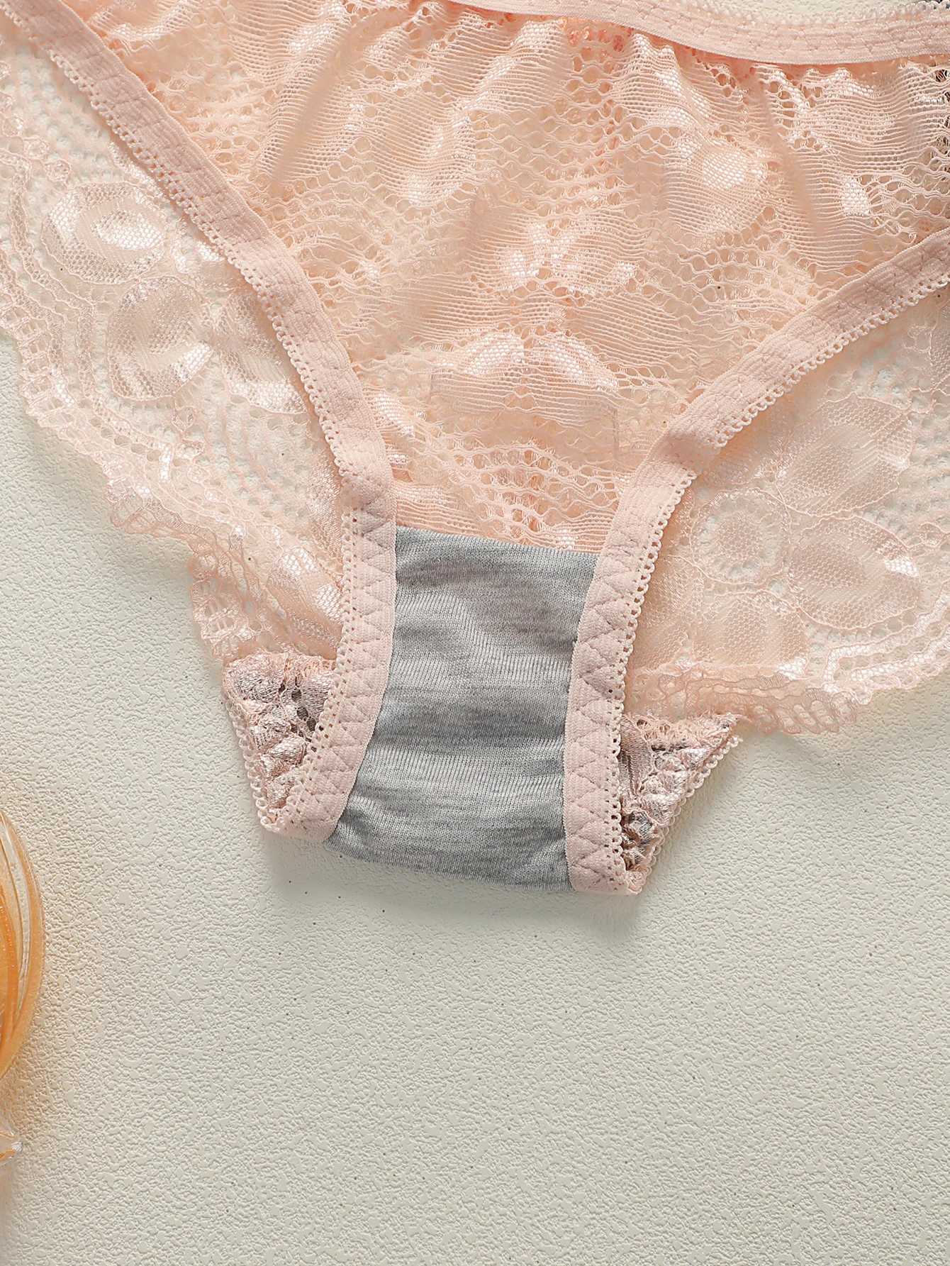 Pink Lace Push Up Bra Set For Women Underwired Padded Bras and Panty Set Breathable Full Cup Comfortable Lingerie Z260402