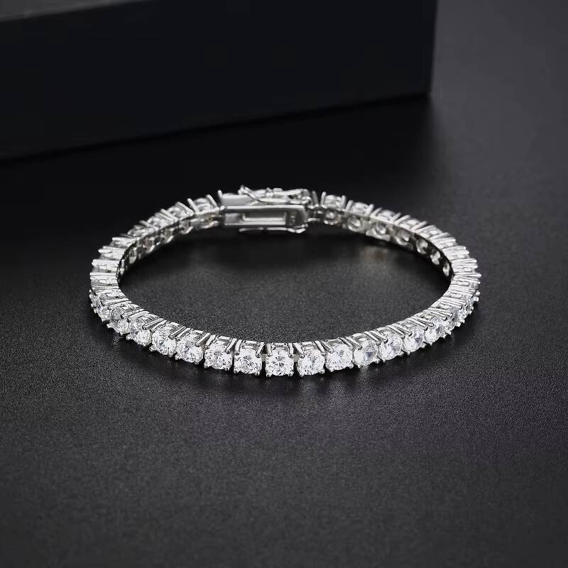 4mm High Carbon Diamond Bracelet Hip Hop High-end Full Diamond S925 Sterling Silver Tennis Bracelet
