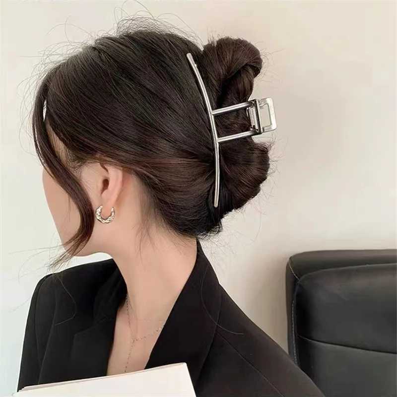 13CM Newest Woman Extra Large One Word Design Hair Claws Fashion Washing Face Hair Clips Hairpins Girls Metal Hair Accessories H260402