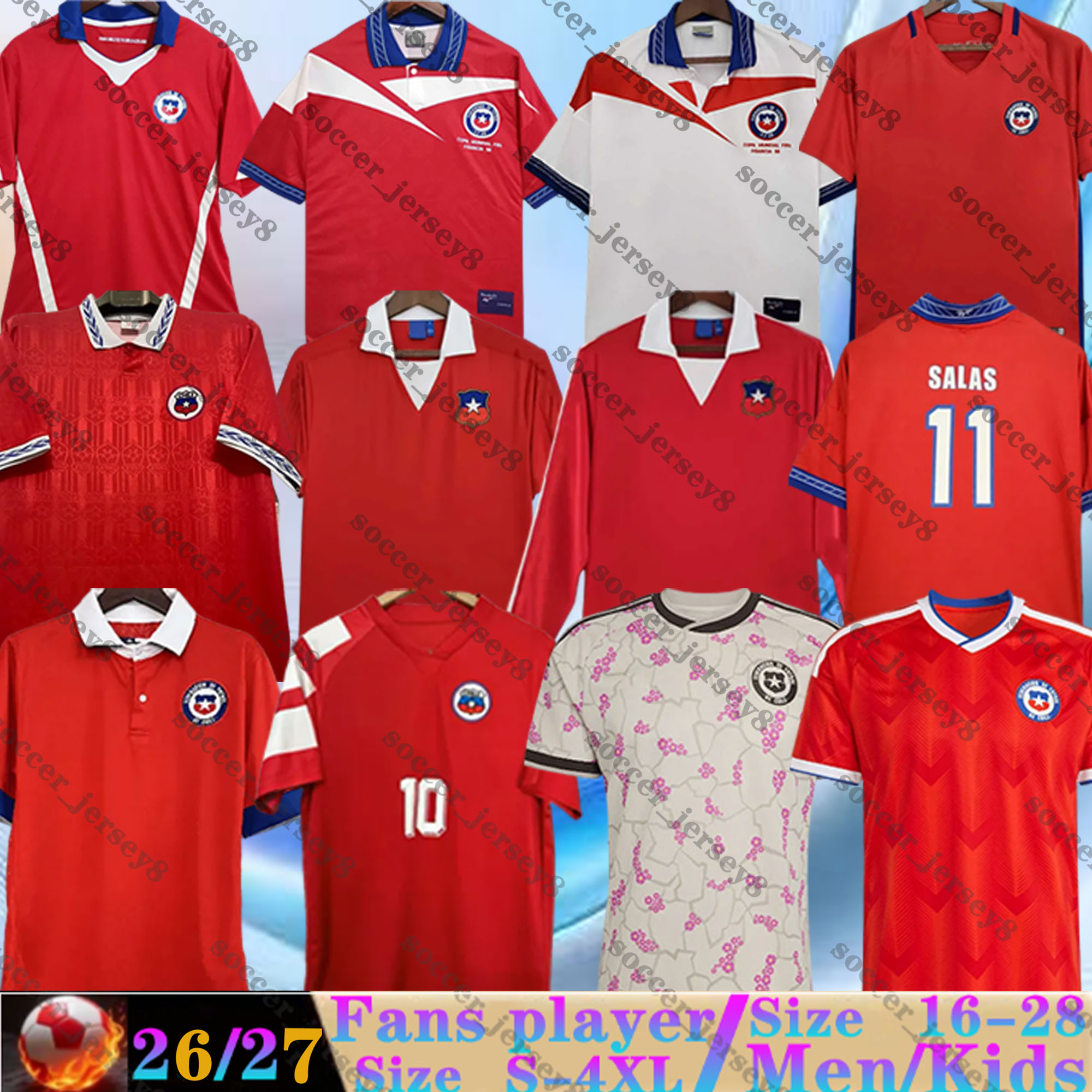 2026 2027 Chile World Cup soccer jerseys ALEXIS VIDAL ISLA VARGAS Retro 82 95 96 98 14 16 17 chilena home away men kids kit BRERETON SALAS ZAMORANO 26 27 football shirts