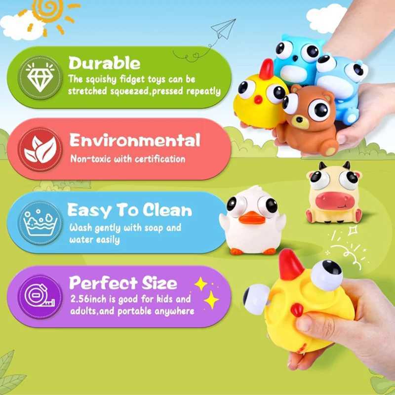 Childrens creativity cute and lifelike animals explosive eyes squeezing and relieving staring little dolls venting toys H260402
