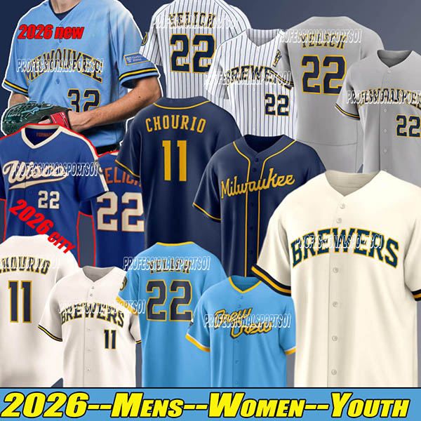 Milwaukees Brewers Jersey #22 Christian Yelich #11 Jackson Chourio #12 Rhys Hoskins #10 Sal Frelick Brewer Jersey 2026 custom city Baseball Jerseys