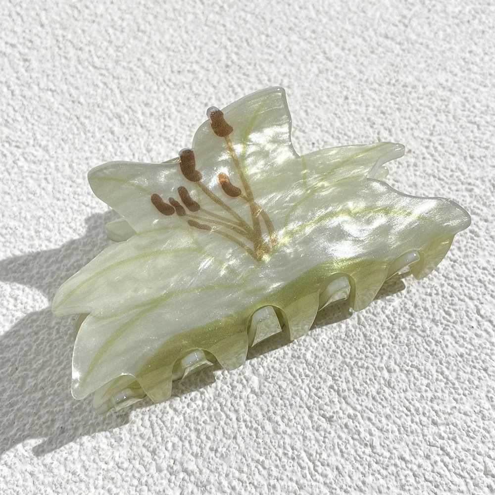 New Acrylic Double Sided Flower Printed Shark Hair Clip Claw For Women Girl Fashion Thick Barrettes Hair Accessories Tool H260402