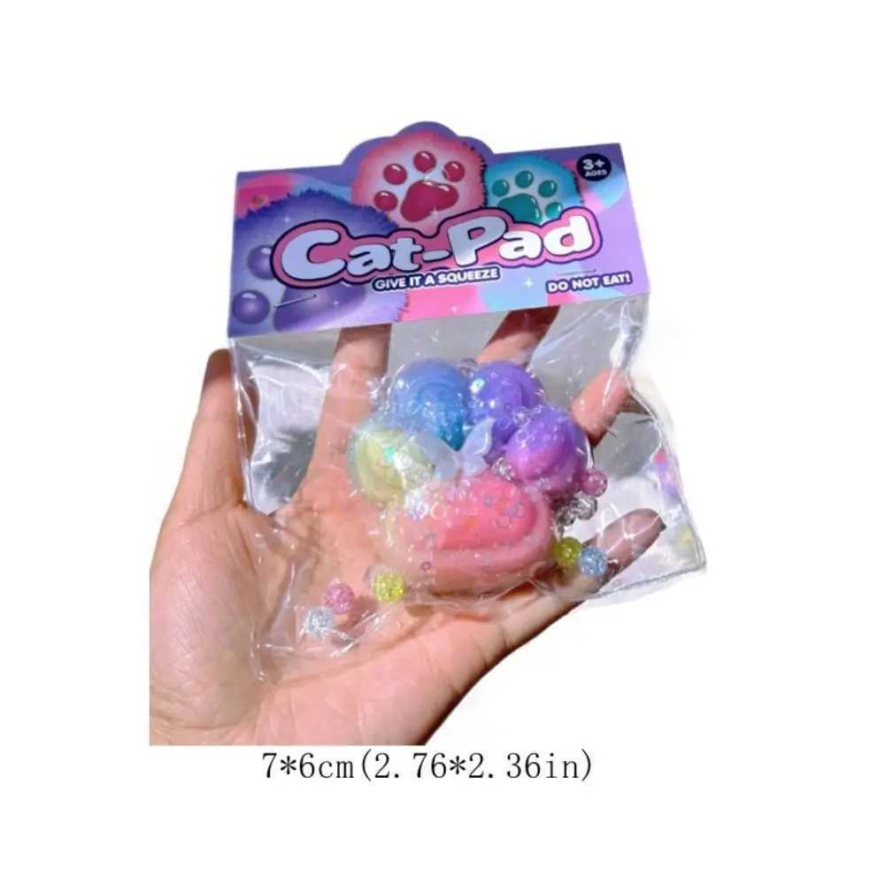 Sensory Soft Cat Paw Squeeze Silicone TPR Cartoon Fidget 3D Cute Cat Paw Pinch Funny H260402
