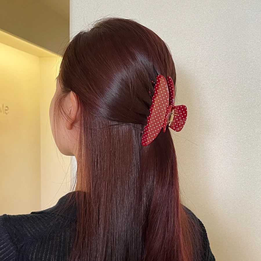 Fashion Large Hair Claw Clips for Women Girls Retro Checkered Polka Dot Strong Hold Non-slip Hair Accessories for Everyday Wear H260402